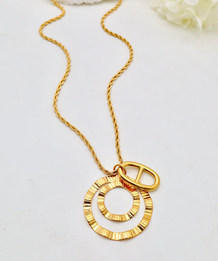 Collier chaîne fine - médaillon rond et ovale ajouré