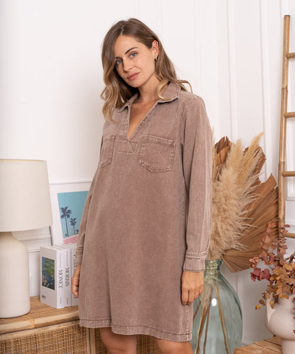Robe jeans à colle manche longue