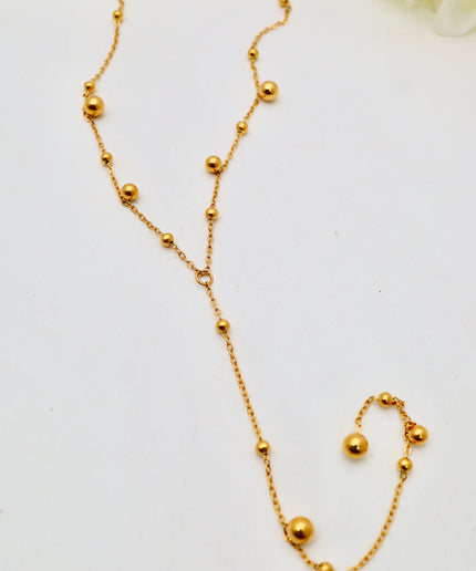 Collier Y - Boules dorées