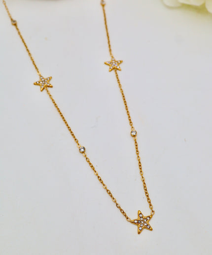 Collier - Zircons et strass étoiles
