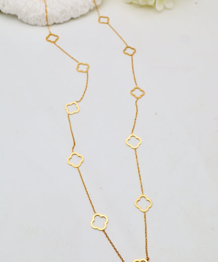 Sautoir chaîne fine - motif trèfles ajourés