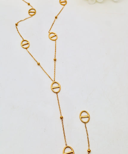 Parure sautoir et bracelet en Y - Ovale ajourée