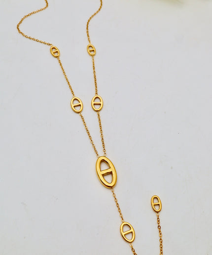Collier Y simple - motifs ovales Ajourés
