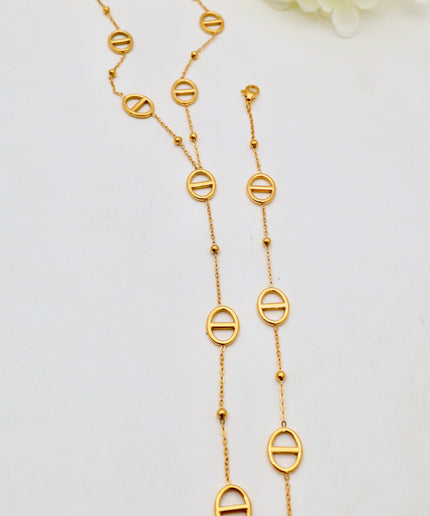 Parure sautoir et bracelet en Y - Ovale ajourée
