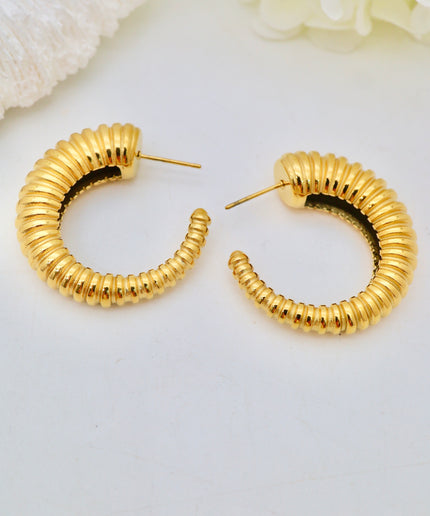 Boucles d’oreilles créoles - épaisses striées/côtelées