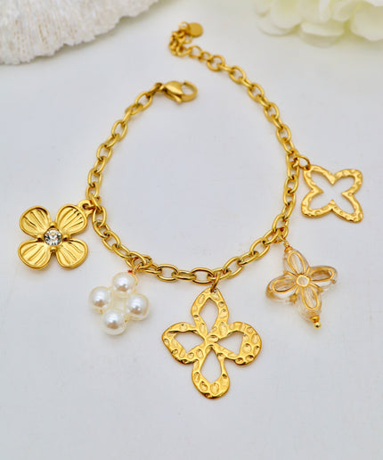 Parure collier et bracelet à fleur