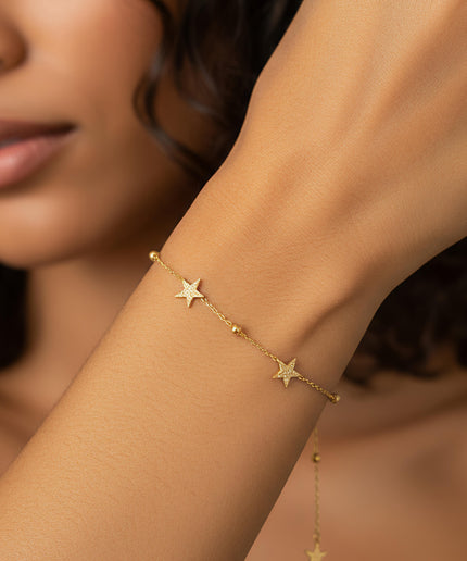 Bracelet chaîne fine - Strass étoiles