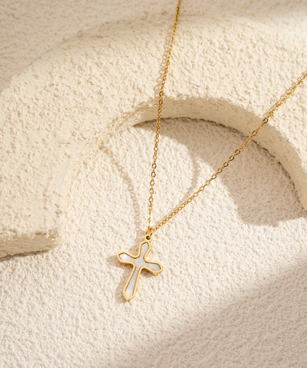 Collier croix doré acier inoxydable