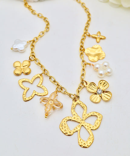 Parure collier et bracelet à fleur