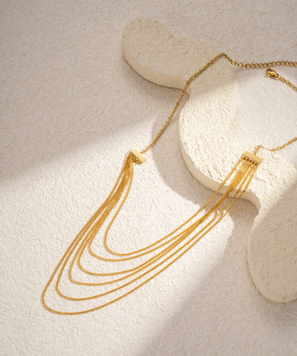 Collier Doré Acier Inoxydable dégradés de Chaînes Fines Superposées