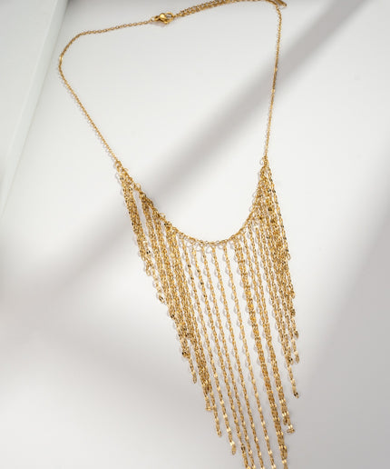Collier doré à franges en V En acier inoxydable