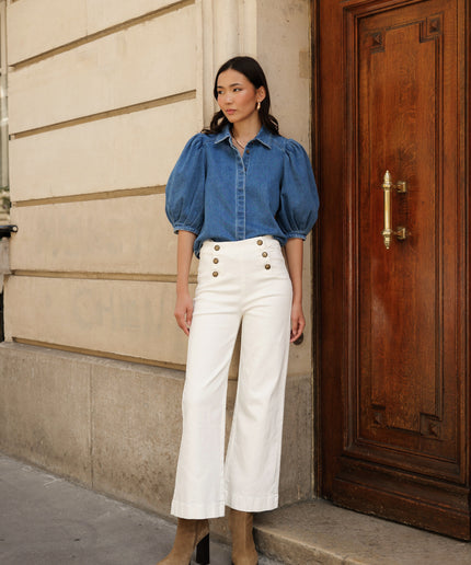 Jeans Ankle Wide - Blanc
