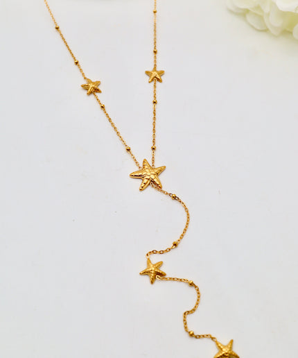 Collier Y - motifs étoiles de mer