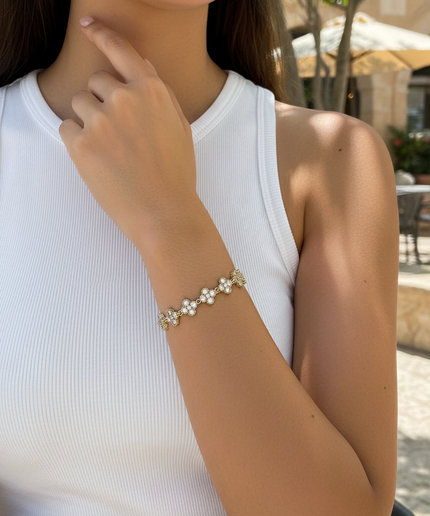Bracelet - Strass trèfles