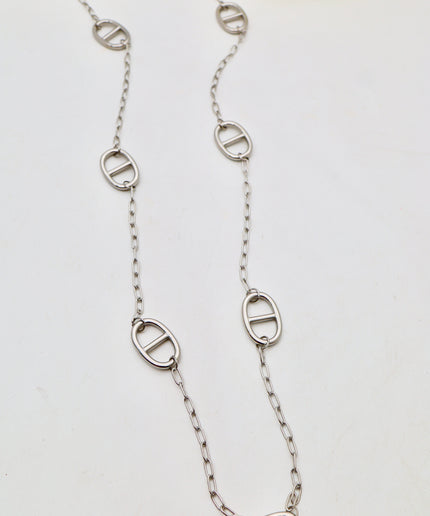 Sautoir chaîne épaisse - Motifs Ovales ajourés