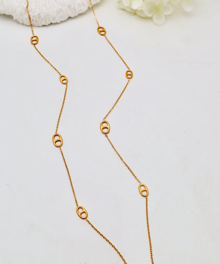 Sautoir chaîne fine - motifs Ovales ajourés