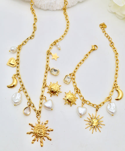 Bracelet - Charms Soleil et Lune